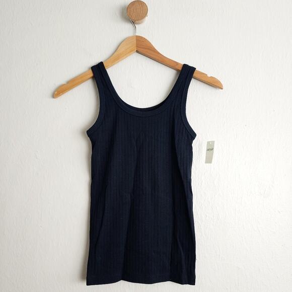 NEW Aerie No BS Wide Ribbed Tank Top Black - Picture 1 of 10